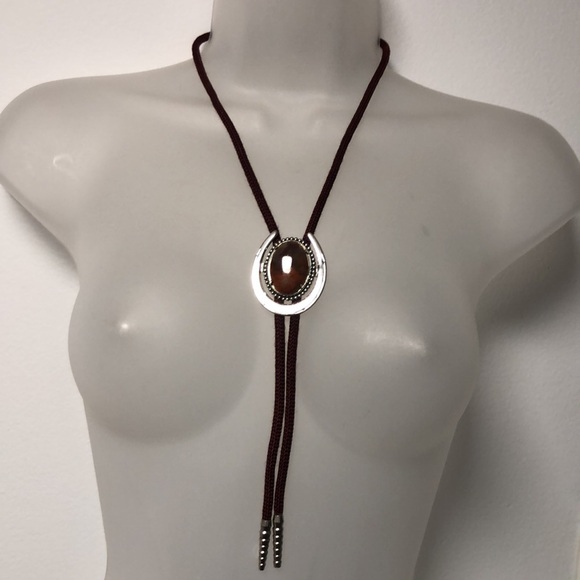 VTG Horseshoe & Agate Vintage Bolo - Picture 2 of 11
